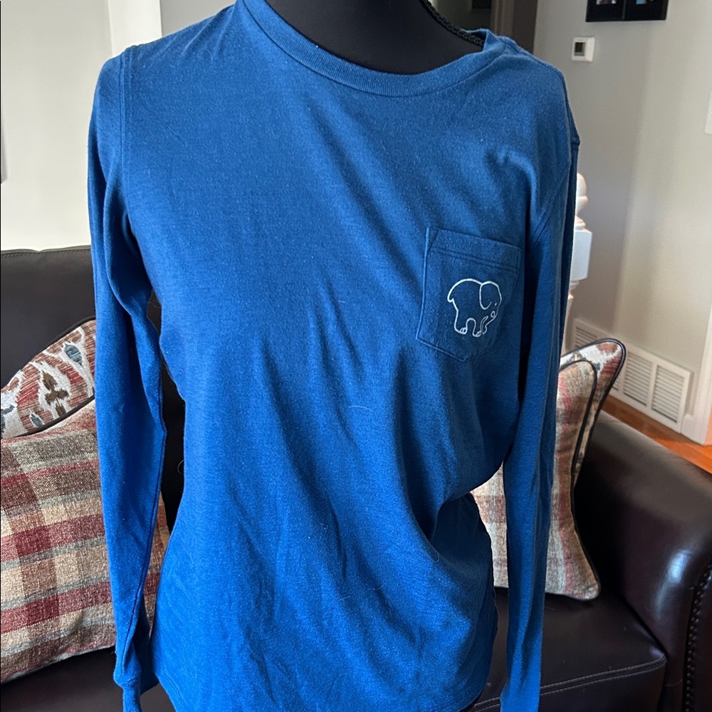 Ivory Ella Navy Long Sleeve Tee with Elephant Pocket